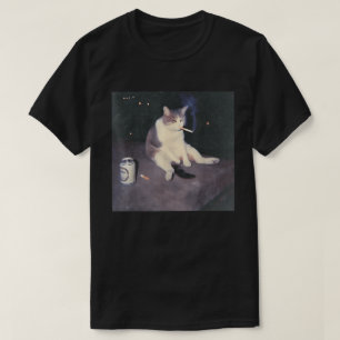 Smoking Cat Meme   Sad Vibes Grappig Ontwerp T-shirt