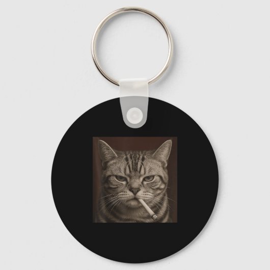 Smoking Cat, Sigaret Kat Gen Z Meme, Cat Lover Sleutelhanger (Voorkant)