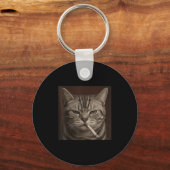 Smoking Cat, Sigaret Kat Gen Z Meme, Cat Lover Sleutelhanger (Voorkant)