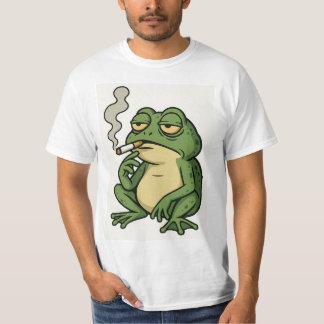 Smoking Frog Cartoon T-Shirt Funny Chill Frog Art