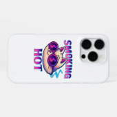 Smoking Hot | Funny Neon Cat Retro iPhone Hoesje (Achterkant horizontaal)