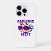 Smoking Hot | Funny Neon Cat Retro iPhone Hoesje (Achterkant)