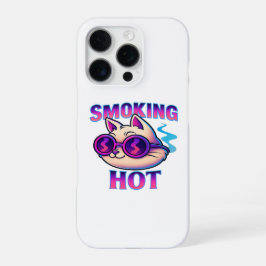 Smoking Hot | Funny Neon Cat Retro iPhone 16 Pro Hoesje
