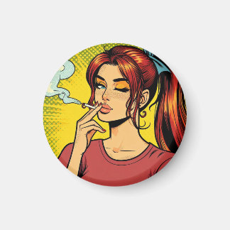 Smoking lovers | Pop art | Girl Stoner | Cigarette Magneet