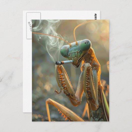 Smoking Mantis Surreal Briefkaart (Voorkant / Achterkant)