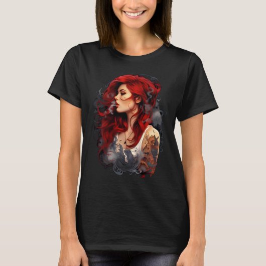 Smoking Red Hair 02 T-shirt (Voorkant)