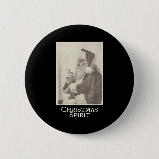 Smoking Santa, Funny Christmas Srit  Ronde Button 5,7 Cm (Voorkant)