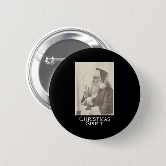 Smoking Santa, Funny Christmas Srit  Ronde Button 5,7 Cm (Voorkant /achterkant)