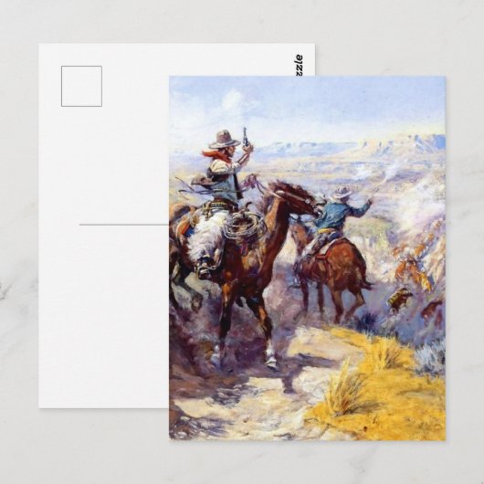 "Smoking Them Out" Westerne kunst van Charles M Ru Briefkaart (Voorkant / Achterkant)