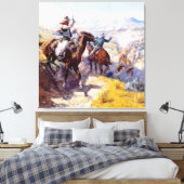 "Smoking Them Out" Westerne kunst van Charles M Ru Canvas Afdruk (Insitu (Slaapkamer))