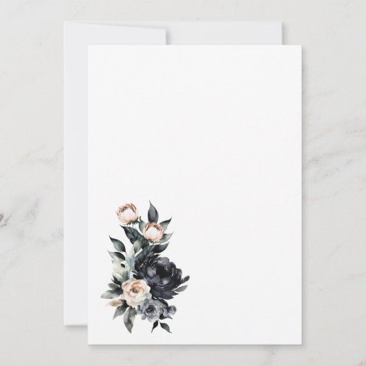 Smoky Black Floral Arch Bruiloft Save the Date (Achterkant)