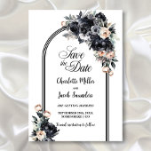 Smoky Black Floral Arch Bruiloft Save the Date
