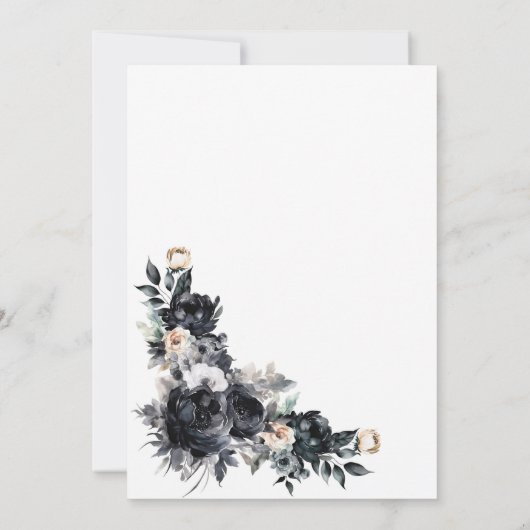 Smoky Black Floral Geometrische bruiloft Save the  Save The Date (Achterkant)