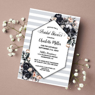 Smoky Black Floral Gestreept geometrisch Vrijgezel Kaart