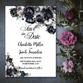 Smoky Black Floral Wedding Sla de datum op Save The Date