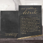 Smoky Black Gold Elegant Weddenschap - Details Enc<br><div class="desc">Een elegante en verfijnde zwarte en goudtrouwuitnodiging Details bijlage om gasten te informeren over aanvullende informatie die niet op uw uitnodiging is vermeld. Dit is een dun papieren blad met indrukwekkende kleurenreproductie en maakt het gemakkelijker om aan uw uitnodigingsenvelop toe te voegen wanneer u kaarten RSVP omvat.</div>