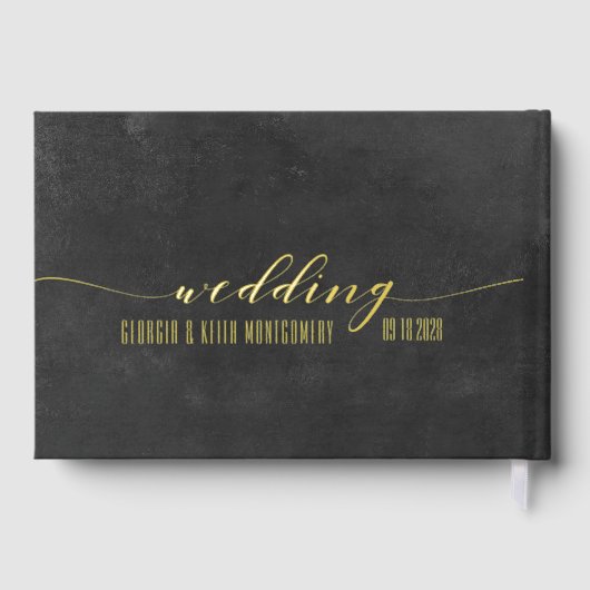 Smoky Black & Gold Elegant Wedding Gastenboek (Achterkant)