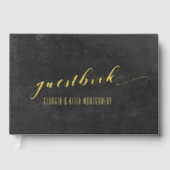 Smoky Black & Gold Elegant Wedding Gastenboek (Voorkant)