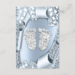 Smoky Blue Baby shower Feet Boy Girl 3d Glitter Kaart