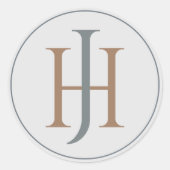 Smoky Blue Brown Monogram Logo Ronde Sticker (Voorkant)