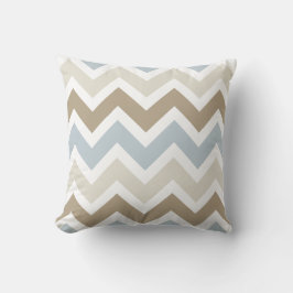 Smoky Blue Grey, Tan en Brown Chevron Pattern Kussen