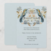 Smoky Blue Hummingbird Hydrangea Bloemen Bruiloft Kaart (Voorkant / Achterkant)