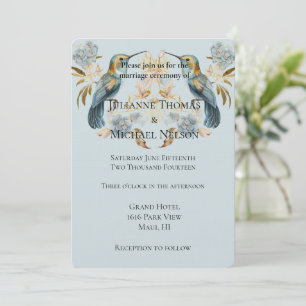 Smoky Blue Hummingbird Hydrangea Bloemen Bruiloft Kaart