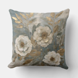 Smoky Blue Sage Gold Rustic Floral Kussen