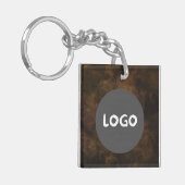 Smoky Brown dubbelzijdig Business Logo & QR-code Sleutelhanger (Voorkant Links)