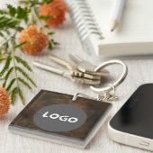Smoky Brown dubbelzijdig Business Logo & QR-code Sleutelhanger (Voorkant Rechts)