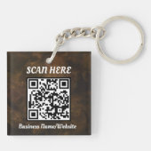 Smoky Brown dubbelzijdig Business Logo & QR-code Sleutelhanger (Achterkant)