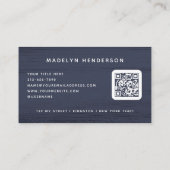 Smoky Dark Blue Brush Strokes Modern Brush QR-code Visitekaartje (Achterkant)