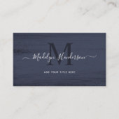 Smoky Dark Blue Brush Strokes Modern Brush QR-code Visitekaartje (Voorkant)