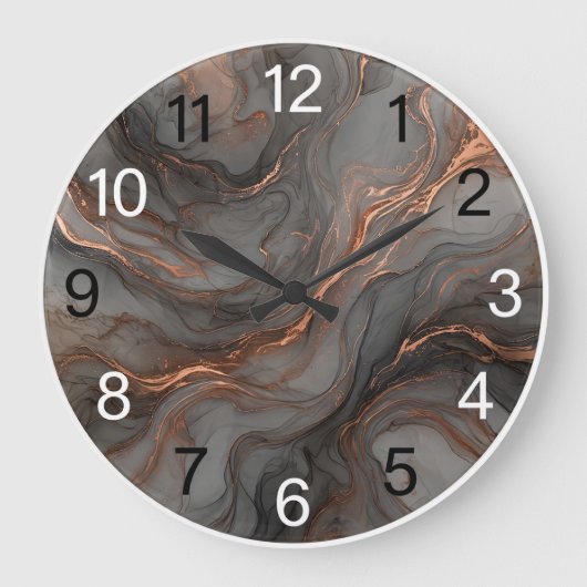 Smoky Gray Copper Epoxy Wall Clock Grote Klok (Voorkant)