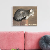 Smoky Grey Tabby Kat Canvas Afdruk (Insitu (Woonkamer))