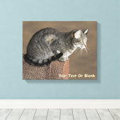 Smoky Grey Tabby Kat Canvas Afdruk (Insitu (Houten vloer))