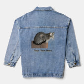 Smoky Grey Tabby Kat Denim Jacket (Achterkant)