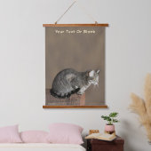 Smoky Grey Tabby Kat Hangend Wandkleed (Slaapkamer)