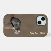 Smoky Grey Tabby Kat iPhone 15 Case (Achterkant horizontaal)