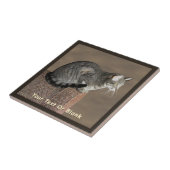 Smoky Grey Tabby Kat Tegeltje (Zijkant)