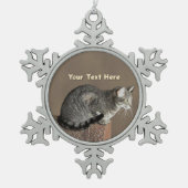 Smoky Grey Tabby Kat Tin Sneeuwvlok Ornament (Voorkant)