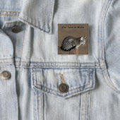 Smoky Grey Tabby Kat Vierkante Button 5,1 Cm (In situ)