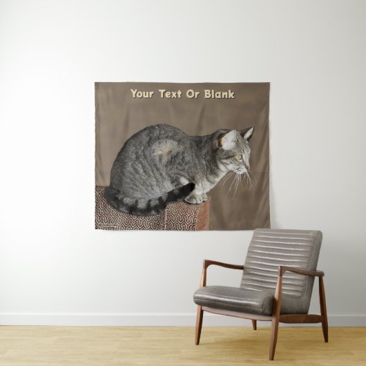 Smoky Grey Tabby Kat Wandkleed (In Situ (horizontaal))