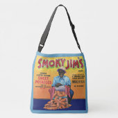 Smoky Jim's zoete aardappelkrat label uit 1940 Crossbody Tas (Achterkant)