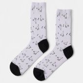 Smoky Lavender Cat Line Art Pattern Socks Sokken (Links)