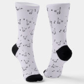 Smoky Lavender Cat Line Art Pattern Socks Sokken (Gebogen)