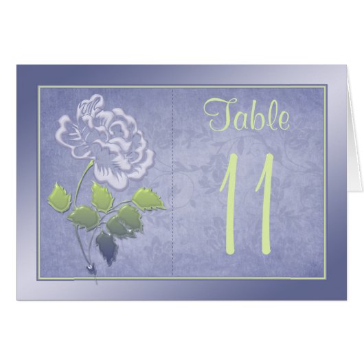 Smoky Lavender Peony met Green Table Number Kaart (Voorkant Horizontaal)