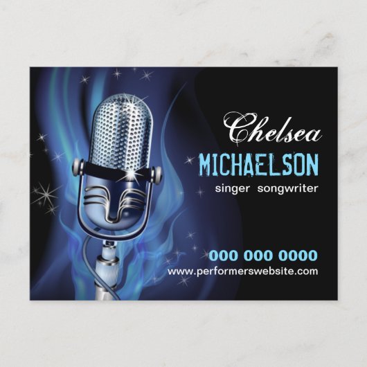 Smoky microfoon performers promotioneel briefkaart (Voorkant)