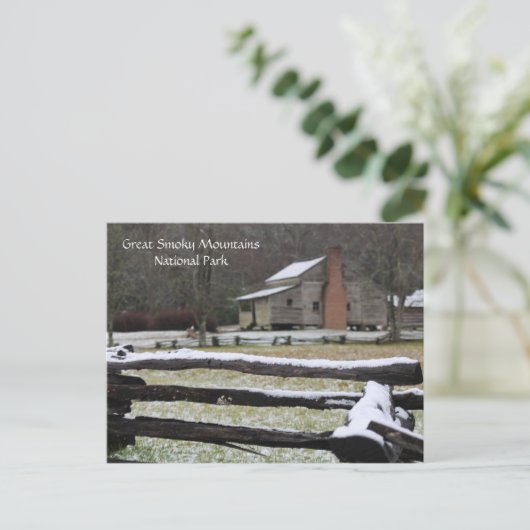 Smoky Mountain Cades Cove Snow Feestdagenkaart (Staand voorkant)