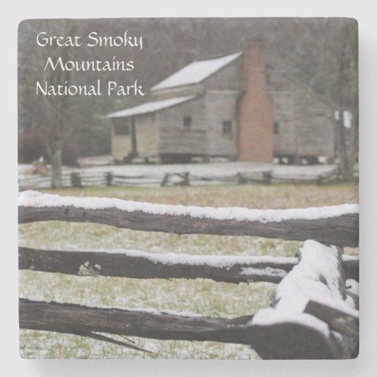 Smoky Mountain Cades Cove Snow Stenen Onderzetter (Voorkant)